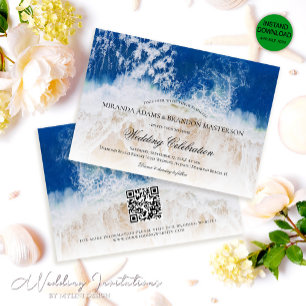 Convite Código QR - Casamento Tropical Beach de Ondas do O
