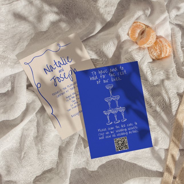 Convite Código QR Casamento Único Moderno Desenhado à Mão (Criador carregado)