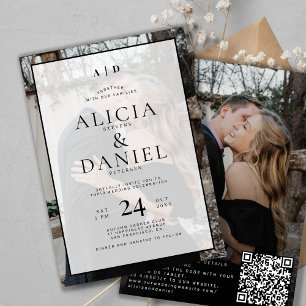 Convite código QR casamentos foto tipografia simples moder