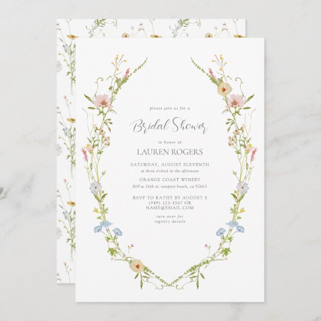 Convite Código QR Chá de panela de Jardim de Aquarelas de  (Frente/Verso)