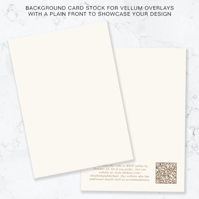 Convite Código QR Chic Dourado Cream Fundo Vellum Overlay (Criador carregado)