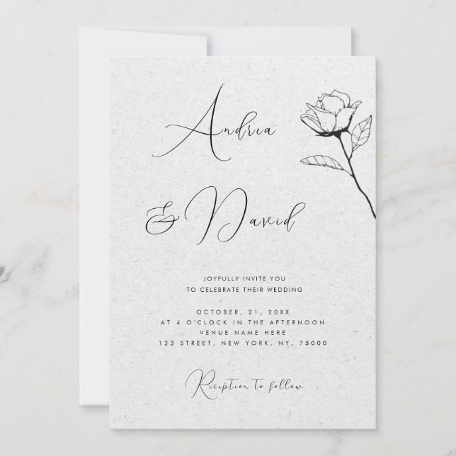Convite Código QR Cinza Kraft Olhar Desenhado Rosa RSVP Ca (Frente)