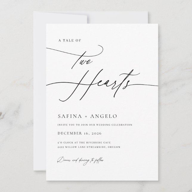 Convite Código QR Clássico de Script Elegante Tudo em Um C (Frente)