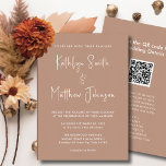 Convite Código QR Clay Tudo Em Um Casamento Chic De Script<br><div class="desc">Clay Modern Script QR Code Tudo Em Um Cartão De Convite De Casamento Minimalista. Celebre o seu dia especial com esta elegante e bela carta de convite para casamento para embelezar a sua ocasião especial. Todos os textos estão pré-organizados para que você personalize fácil e rapidamente com seus próprios detalhes....</div>