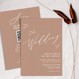 Convite Código QR Clay Tudo Em Um Casamento Chic De Script