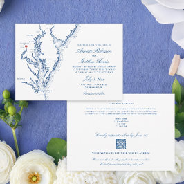 Convite Código QR completo em Washington DC RSVP Blue Wedd