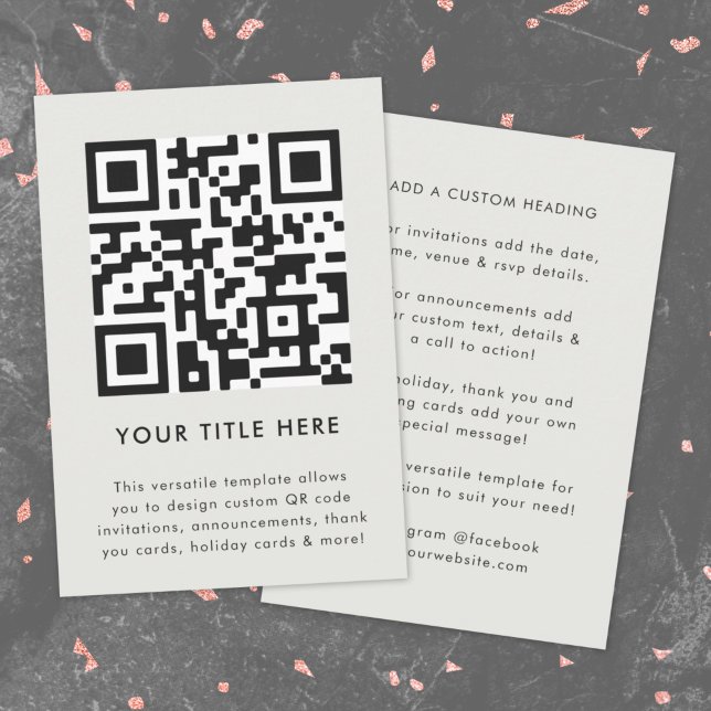 Convite Código QR | Convite Escaneável Versátil (Modern smart QR code gray invitation template by Guava - versatile, stylish, and customizable)