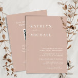 Convite Código QR Cor-de-Rosa Escamoteado Tudo Em Um Casam<br><div class="desc">Blush Pink Modern Typografia QR Code, Tudo Em Um Simples Cartão De Convite De Casamento Minimalista. Celebre o seu dia especial com esta elegante e bela carta de convite para casamento para embelezar a sua ocasião especial. Todos os textos estão pré-organizados para que você personalize fácil e rapidamente com seus...</div>
