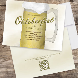 Convite Código QR da Cerveja Dourada Simples de Oktoberfes