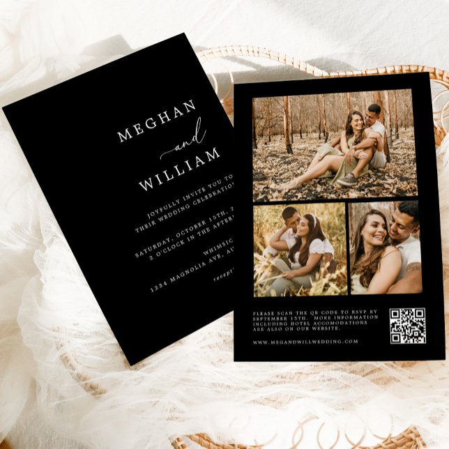 Convite Código QR da Colagem de Fotos de Caligrafia Contem (Criador carregado)