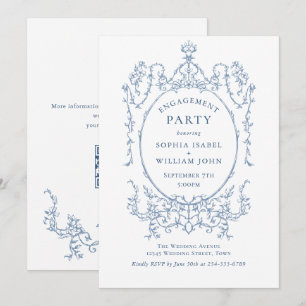 Convite Código QR da FESTA DE NOIVADO azul vitoriosa Dusty