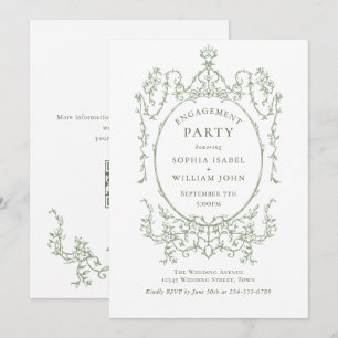 Convite Código QR da FESTA DE NOIVADO Verde do Victorian S