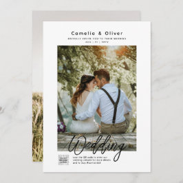 Convite CÓDIGO QR DA FOTO DE Casamento Branco e Preto MINI