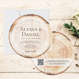 Convite Código QR da Madeira Cortada Detalhes do Casamento