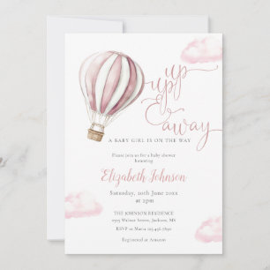 Convite Código QR da Menina do Balão Rosa Foto Chá de Bebê