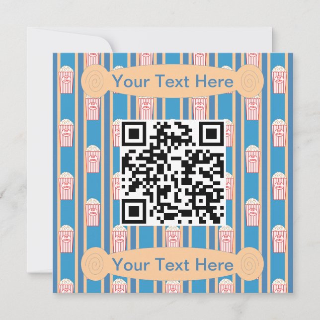 Convite Código QR da Popcorn de Fundo e Rico (Frente)