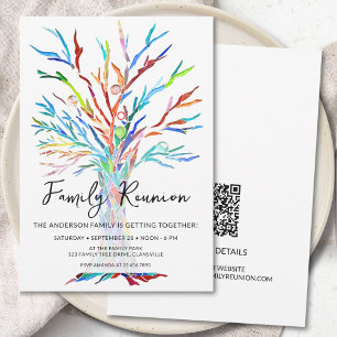 Convite Código QR da Reunião de Família Árvore Genealógica