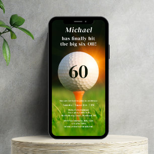 Convite Código QR de 60º Golf Adulto de Festa de aniversár