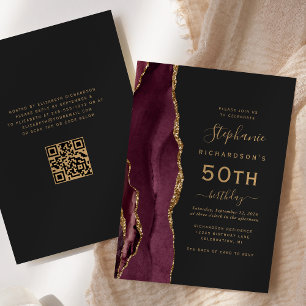 Convite Código QR de Ágata Dourada de Borgonha para 50º An