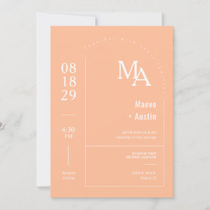 Convite Código QR de Arch Mínimo de Boho Moderno de Peach