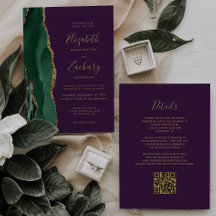 Código QR de Casamento Ágata Dourada Esmeralda Ver