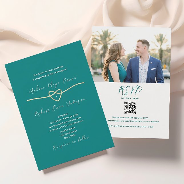 Convite Código QR de Casamento Azul Moderne (Criador carregado)