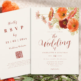 Convite Código QR de Casamento Boho Flor Silvestre Elegant
