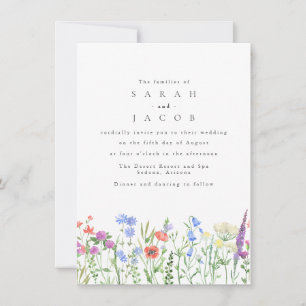 Convite Código QR de Casamento Boho Jardim de Flores Silve