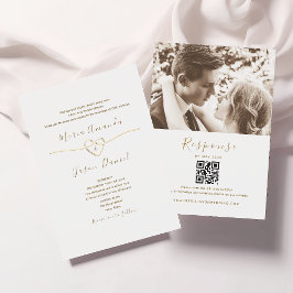 Convite Código QR de Casamento Branco Clássico
