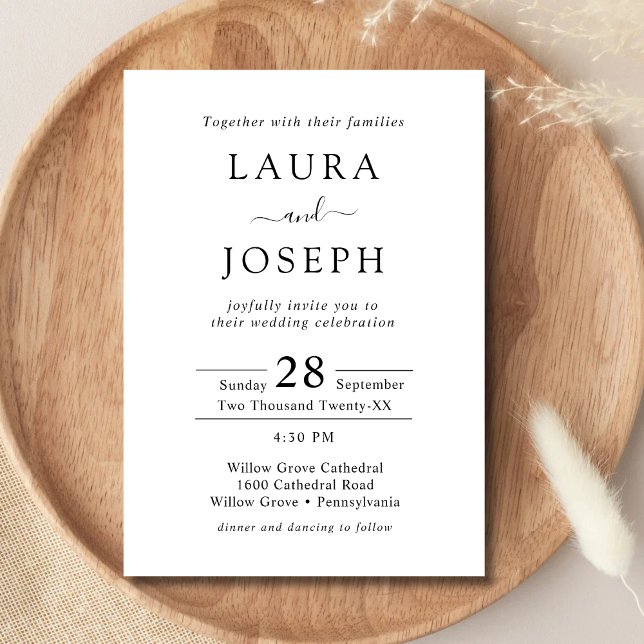 Convite Código QR de Casamento Branco Personalizado Tudo e (Personalized white all in one QR code wedding invitation simplifies details with style.)