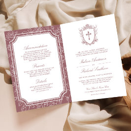 Convite Código QR de Casamento Católico Rosa Empoeirado Vi