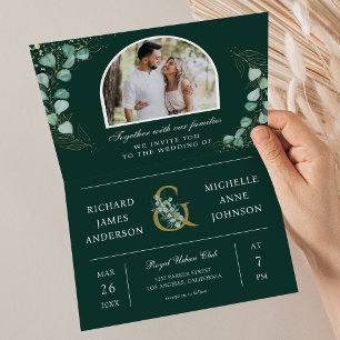Convite Código QR de casamento com foto do Arco de Eucalip