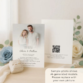 Convite Código QR de casamento com sobreposição de foto mi