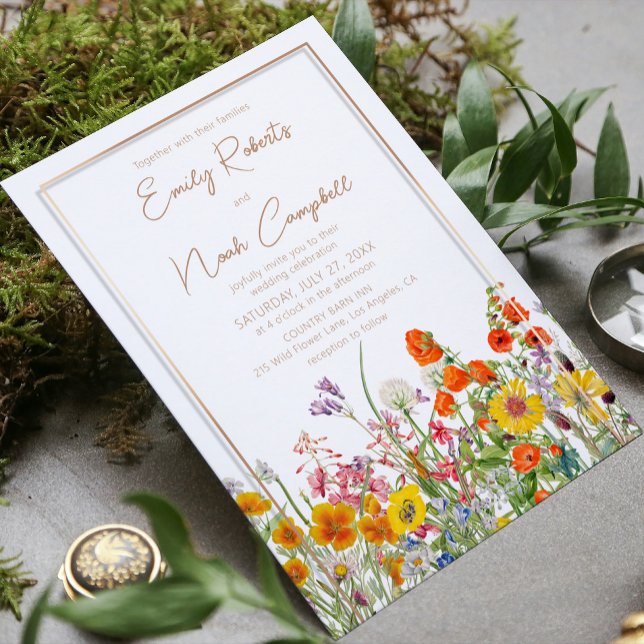 Convite Código QR de Casamento Country com Flores Silvestr (Criador carregado)