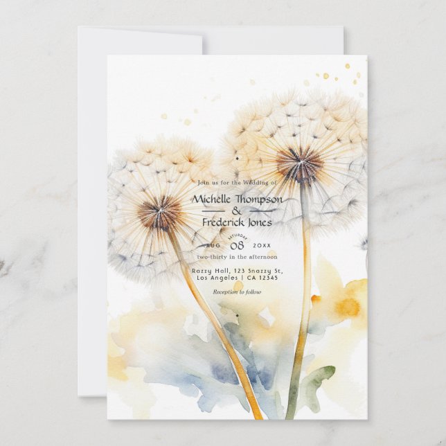 Convite Código QR de Casamento Dandelion (Frente)