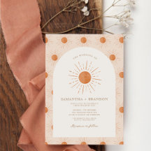 Código Qr de Casamento de Boho Celestial Laranja Q