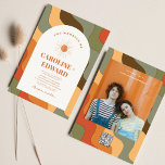 Convite Código Qr de Casamento de Boho Colorido de Onda Co<br><div class="desc">Código Qr de Casamento de Boho de Laranja Queimado</div>