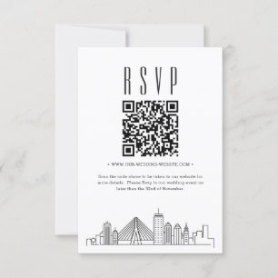 Convite Código QR de Casamento de Boston RSVP