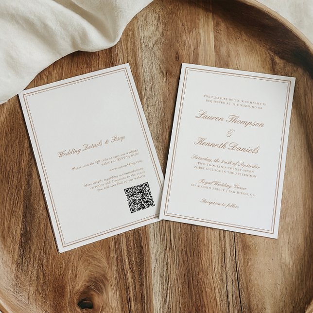 Convite Código QR de Casamento de Caligrafia Elegante de T (Criador carregado)