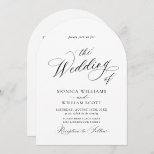 Convite Código QR de Casamento de Caligrafia Minimalista E