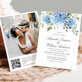 Convite Código QR de Casamento de Casamento de Hydrangea B