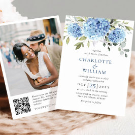Convite Código QR de Casamento de Casamento de Hydrangea B