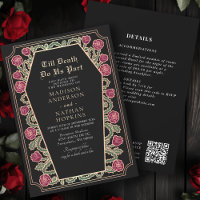 Código QR de Casamento de Casamento Gótico Preto-D