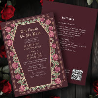 Código QR de Casamento de Casamento Gótico Vermelh