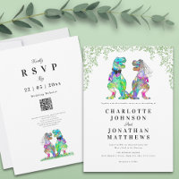 Código QR de Casamento de Dinossauro