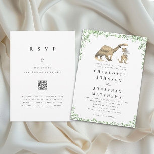 Convite Código QR de Casamento de Dinossauro Engraçado