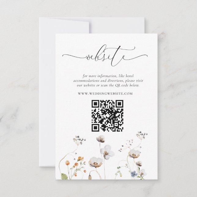 Convite Código QR de Casamento de Flores Selvagens Elegant (Frente)