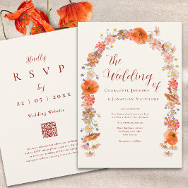 Convite Código QR de Casamento de Flores Silvestres Colori
