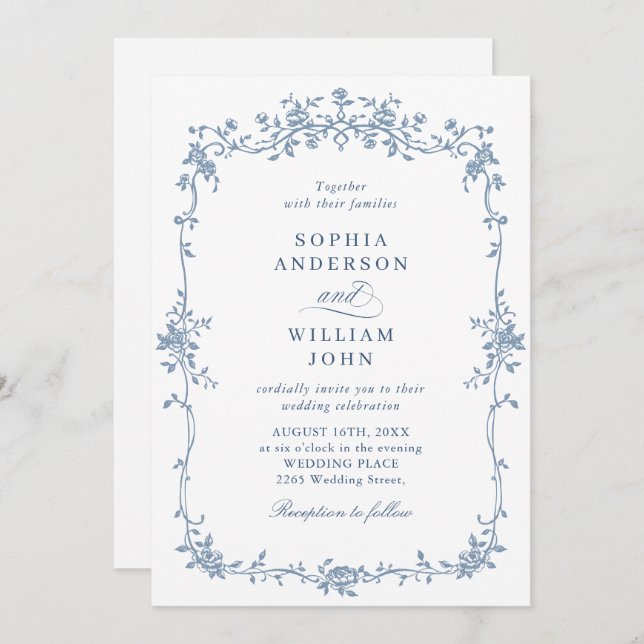 Convite Código QR de Casamento de Jardim de Rosas Verdes A (Frente/Verso)