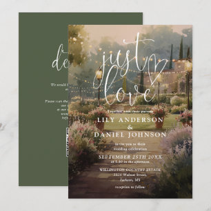 Convite Código QR de Casamento de Jardim Rústico Just Love